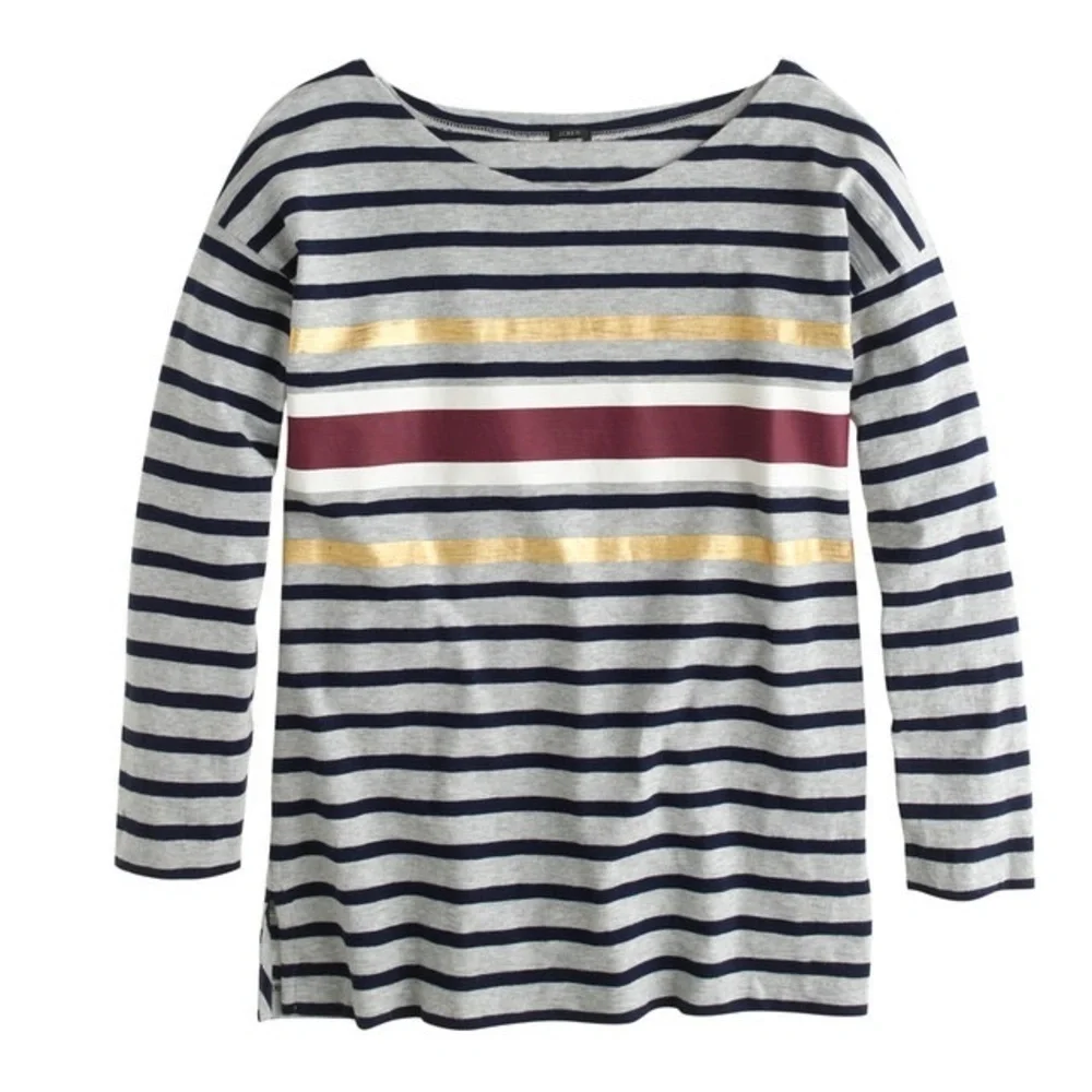 J. crew foil strip tee small